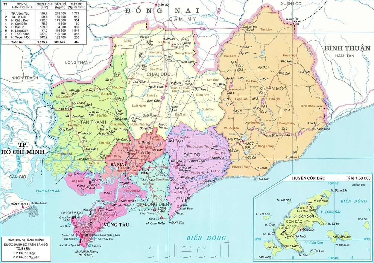 Bản đồ Bà Rịa Vũng Tàu năm 2022